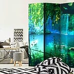 Двулицев параван с водопад сред буйна тропическа растителност-вариант 1, интериор