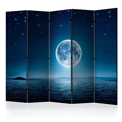 Двустранен декоративен параван с нощен лунен пейзаж-вариант 2