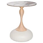 Кръгла холна маса с керамичен плот-бял