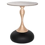 Кръгла холна маса с керамичен плот-сив