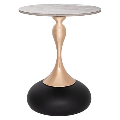 Кръгла холна маса с керамичен плот-сив