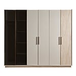 Шесткрилен гардероб с 2 стъклени врати Varna