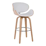 Бар стол от дърво и еко кожа Гомез - в бял цвят