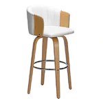 Бар стол с дървени крака и тапицерия от еко кожа Enzo-бял