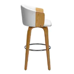 Бар стол с дървени крака и тапицерия от еко кожа Enzo-бял, странично