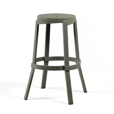 Градински бар стол с кръгла седалка-зелен