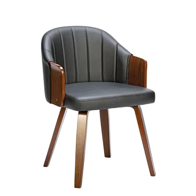 Стол с дървени крака и тапицерия от еко кожа Enzo-черен