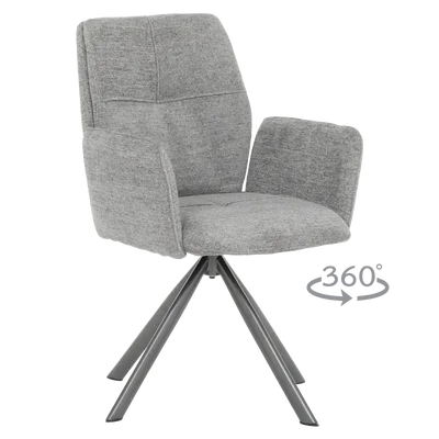 Трапезен стол с текстилна дамаска Bury-сив