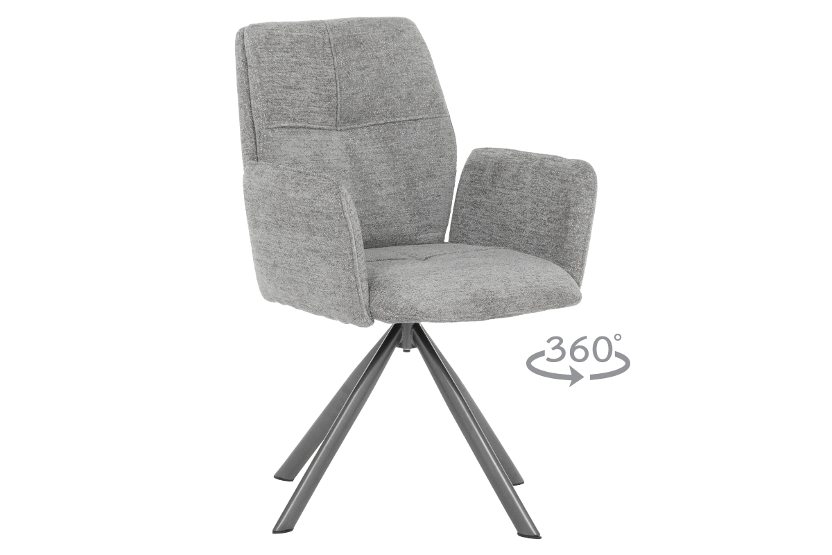 Трапезен стол с текстилна дамаска Bury-сив Трапезен стол с текстилна дамаска Bury-сив