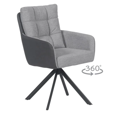 Трапезен стол с въртене на 360° Sefton-сив