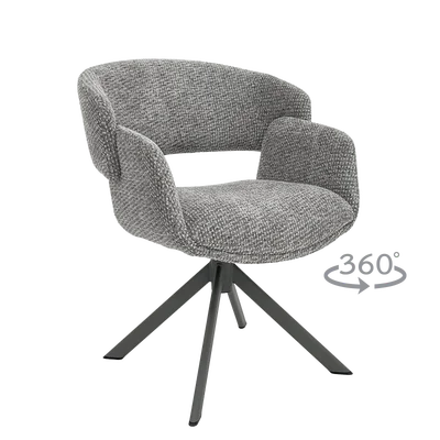 Трапезен стол с въртене на 360° Voru-сив