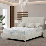 Двойно легло с повдигащ механизъм, бежов цвят-интериор