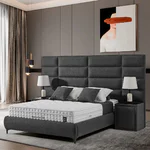 Двойно тапицирано легло с широка табла сиво
