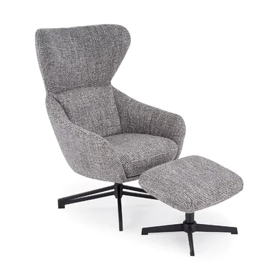 Кресло с висока облегалка и табуретка Fredy-сив