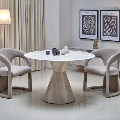 Кръгла трапезна маса травертин M119