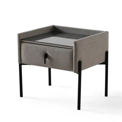 Нощно шкафче с чекмедже и стъклен плот