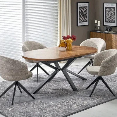 Овална трапезна маса с опция за разтягане M114 орех