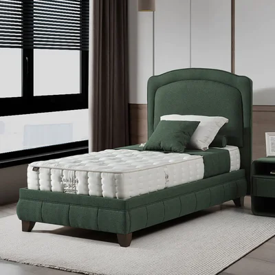 Единично легло с повдигащ механизъм, зелен цвят