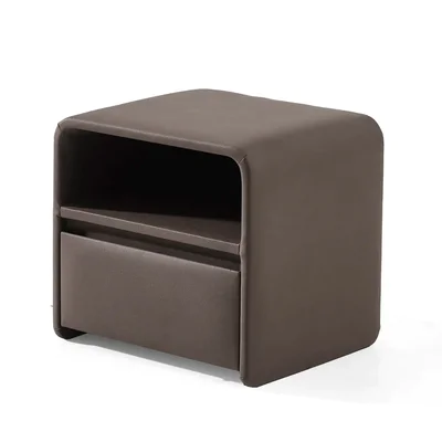 Тапицирано нощно шкафче с рафт и чекмедже