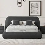 Тапицирано двойно легло с ракла - сив цвят