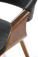 Трапезен стол с овална облегалка и еко кожа-черен, детайли-подлакътник