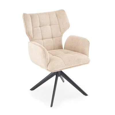 Трапезен стол с въртящ механизъм и подлакътници C104-бежов