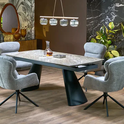 Трапезна маса с плот от синтерован камък M113 кафяв мрамор