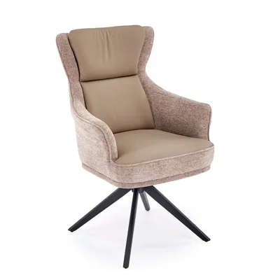 Въртящ се трапезен стол от текстил и еко кожа C102 - бежов цвят