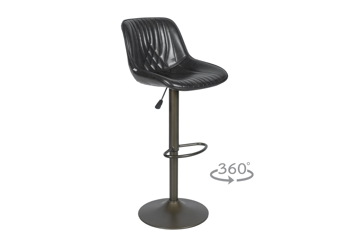 Бар стол с функция въртене на 360° Porus черен Бар стол с функция въртене на 360° Porus черен