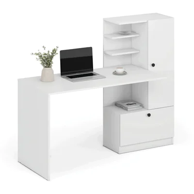 Дървено бюро за домашен офис Hobas - бял цвят