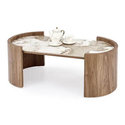 Холна маса с плот от синтерован камък Nicosia - бежов мрамор