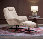Кресло с функции въртене и люлеене + табуретка Declan