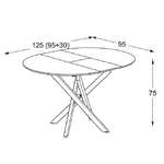 Кръгла маса с метални крака Ruta травертин - размери