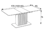 Разтегателна трапезна маса Kadi - размери