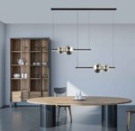 LED пендел с 4 стъклени овални тела черен, интериор