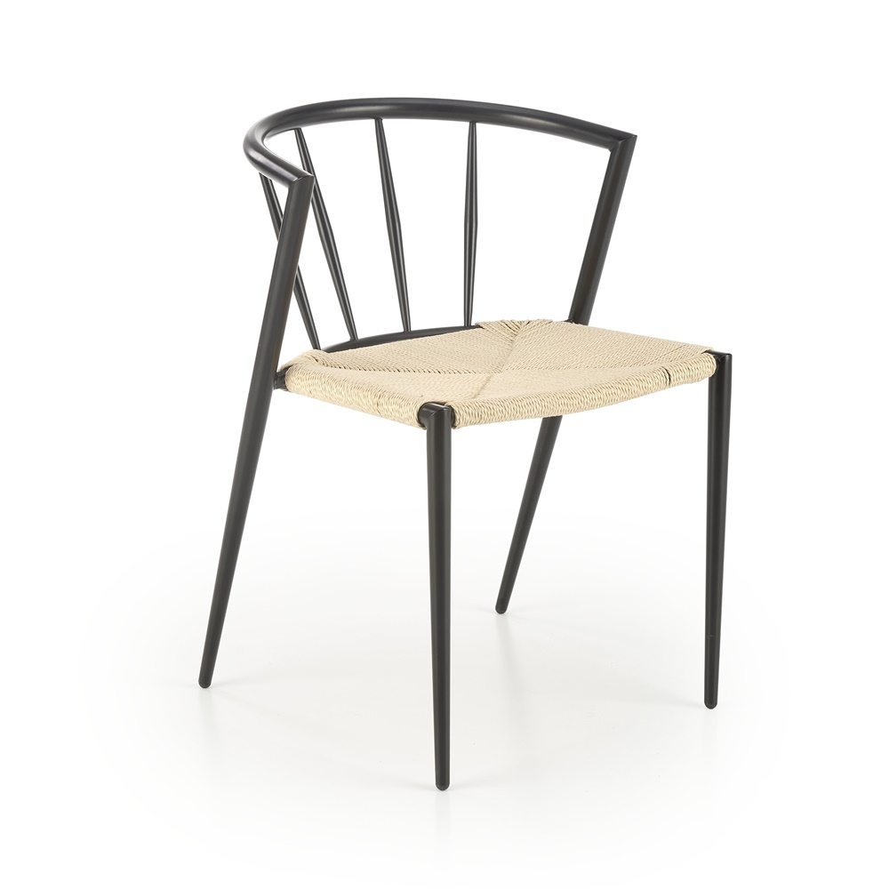 Трапезен стол с извита облегалка и седалка от корда Трапезен стол с извита облегалка и седалка от корда